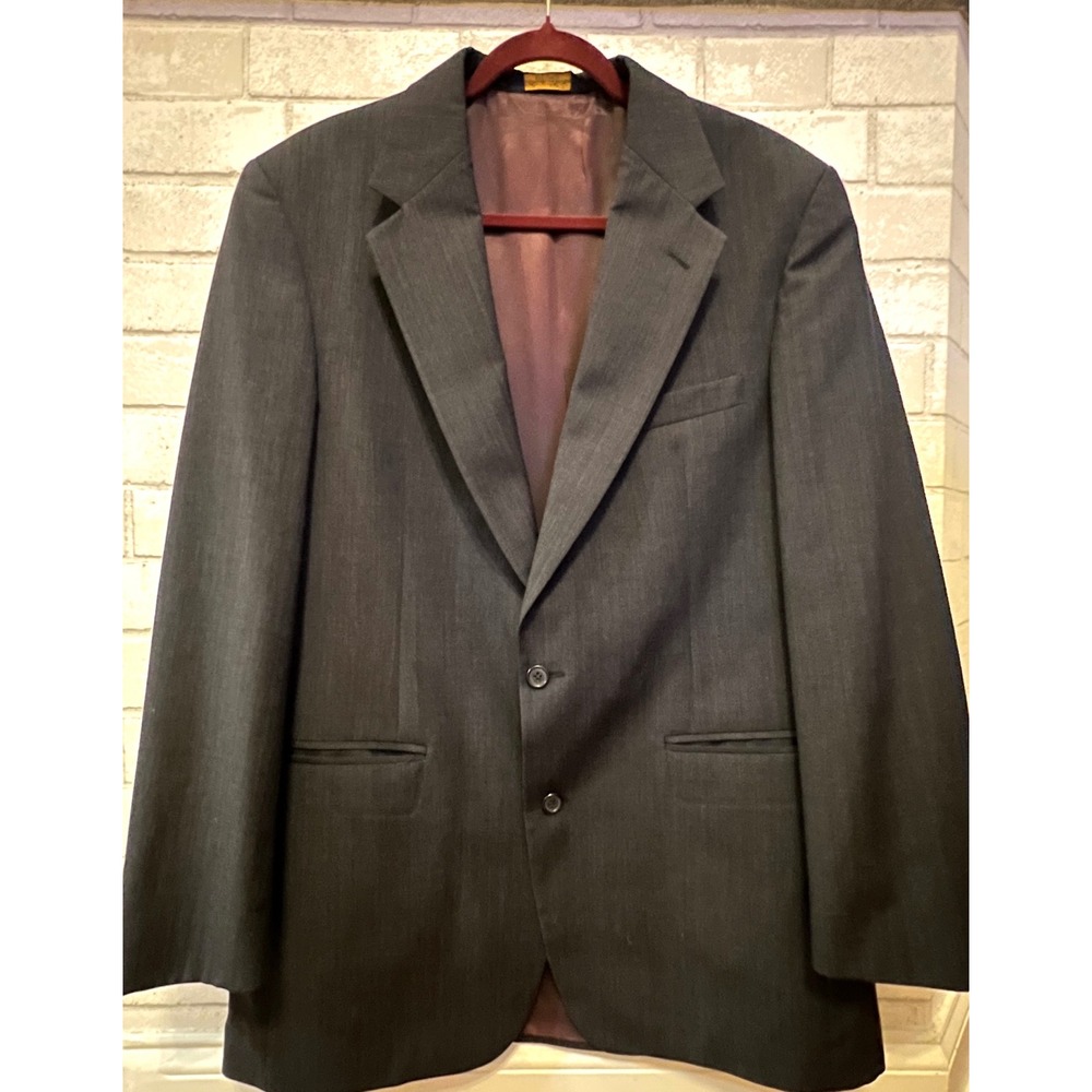 Brooks Brothers Mens 41L Worsted Wool Blazer Charcoal Gray 2 Button Sport Coat